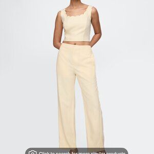 Gap Butter Yellow Linen Pants + Scalloped Tank Top Set